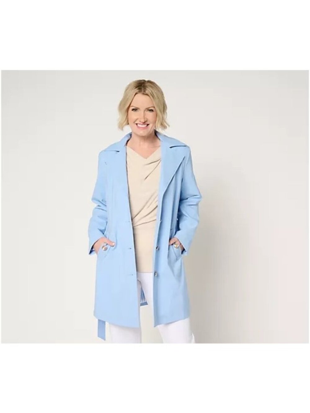 Dennis Basso Water Resistant Zip-Front Jacket Pure Sky Blue Small A704307 LN